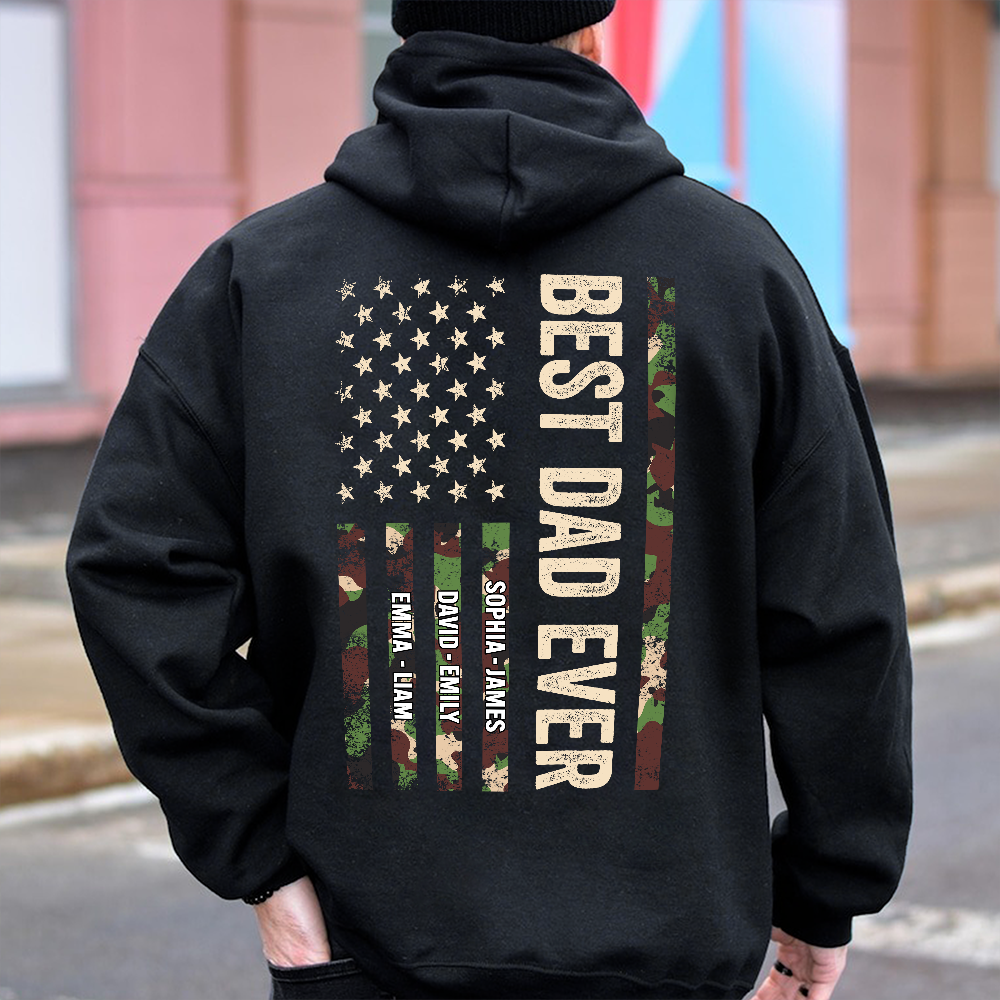 Personalized Best Dad Ever With US American Flag Back Shirt TH10 169721