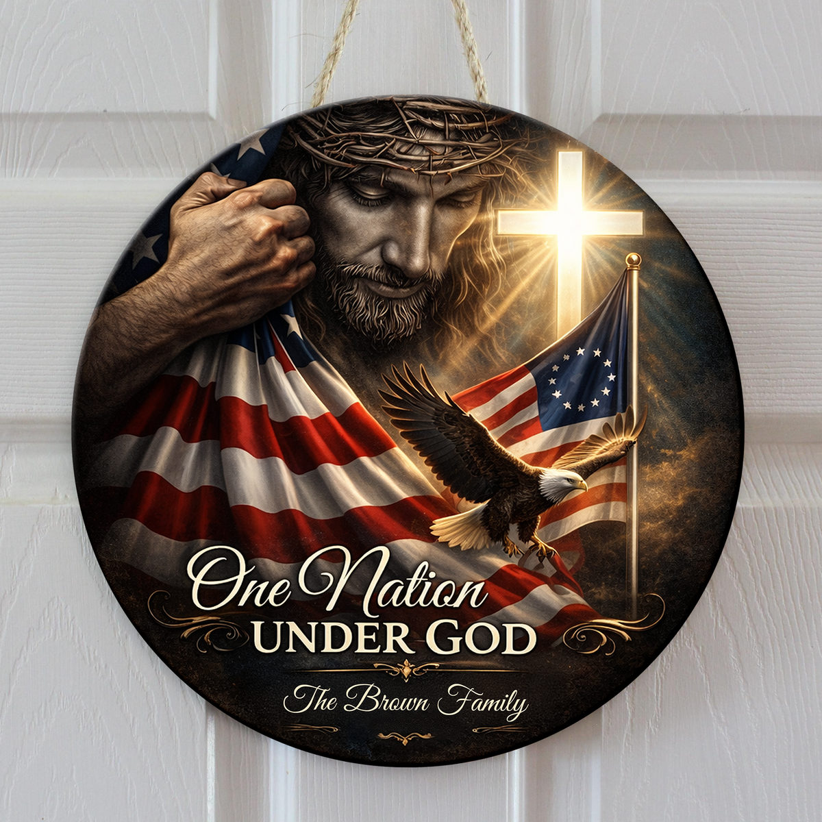 Custom Family Name One Nation Under God USA 250 Anniversary Doorsign TH10 898841