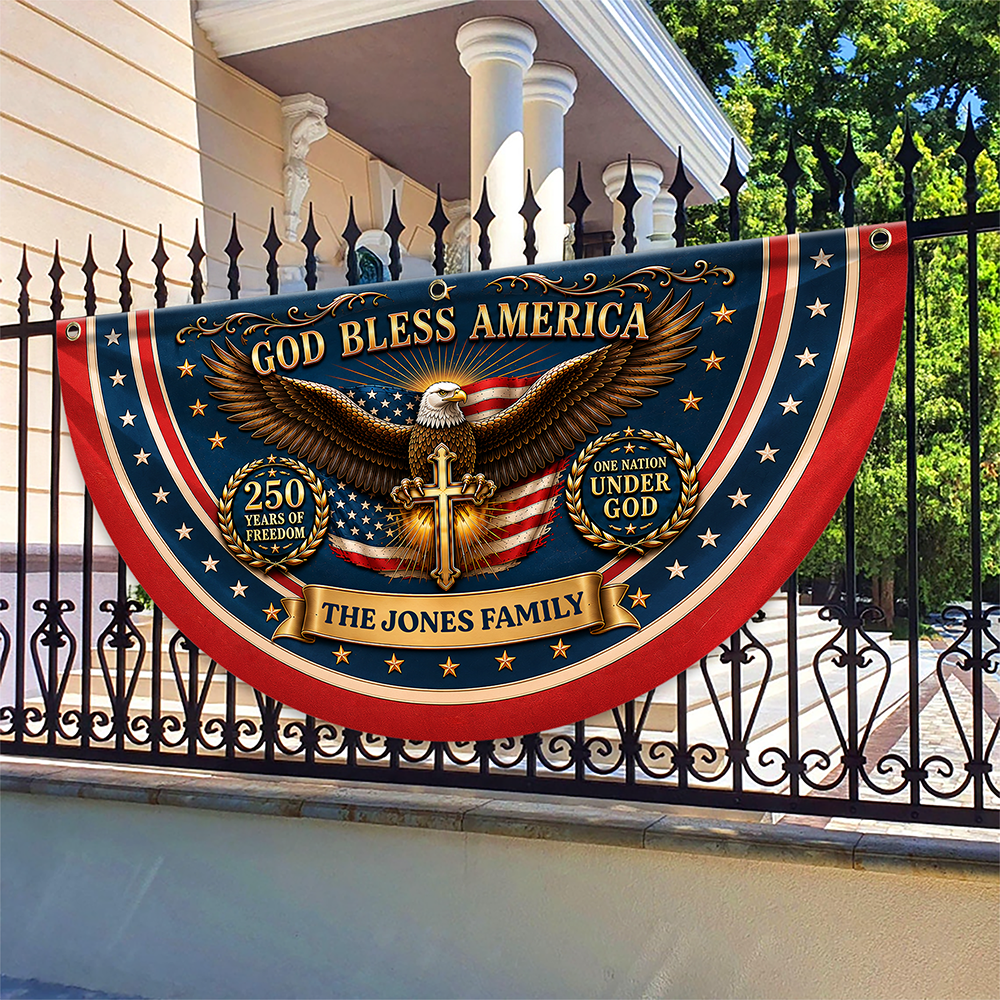 Personalized God Bless America 250 Years Of Freedom Non-Pleated Fan Flag LM32 669289