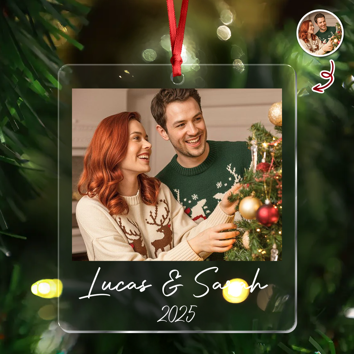 Custom Photo Acrylic Ornament Christmas Gift For Couple LM32 895767