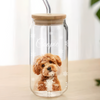 Custom Photo Dog With Snow Glass Can With Lid For Dog Lovers CH07 899106