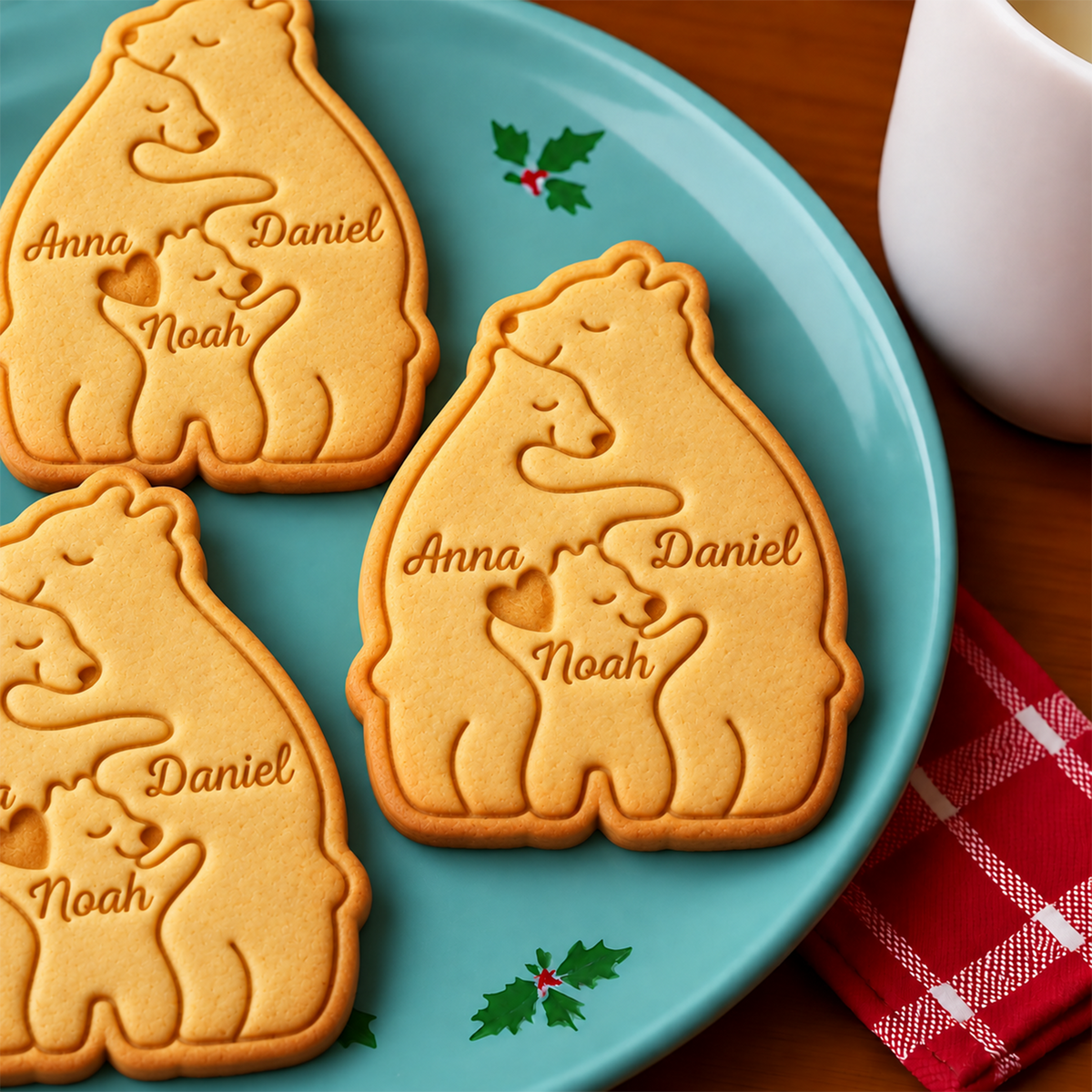 Custom Bear Family Shaped Cookie Stamp, Personalized Baking Accessory HO82 904174