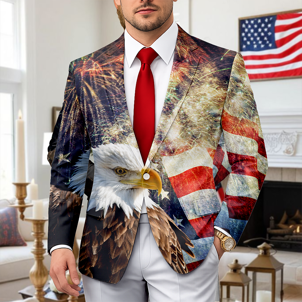 Custom Name Eagle With USA Flag America’s 250th Anniversary Men's Suit HO82 902072