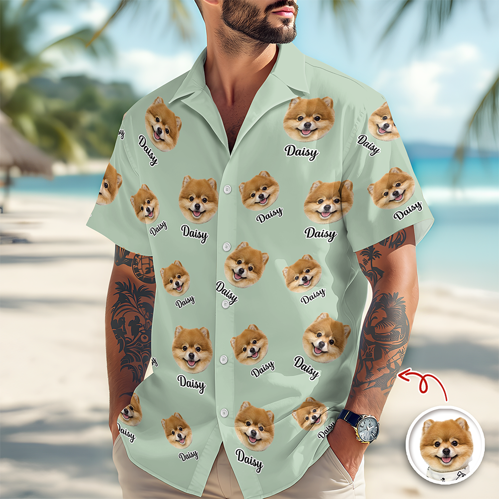 Custom Dog Photo Personalized Cute Puppy Hawaii Shirt For Dog Lovers CH07 911044