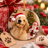 Custom Photo Funny Dog Steals Cookie From Santa Personalized Ceramic Ornament HA75 919588