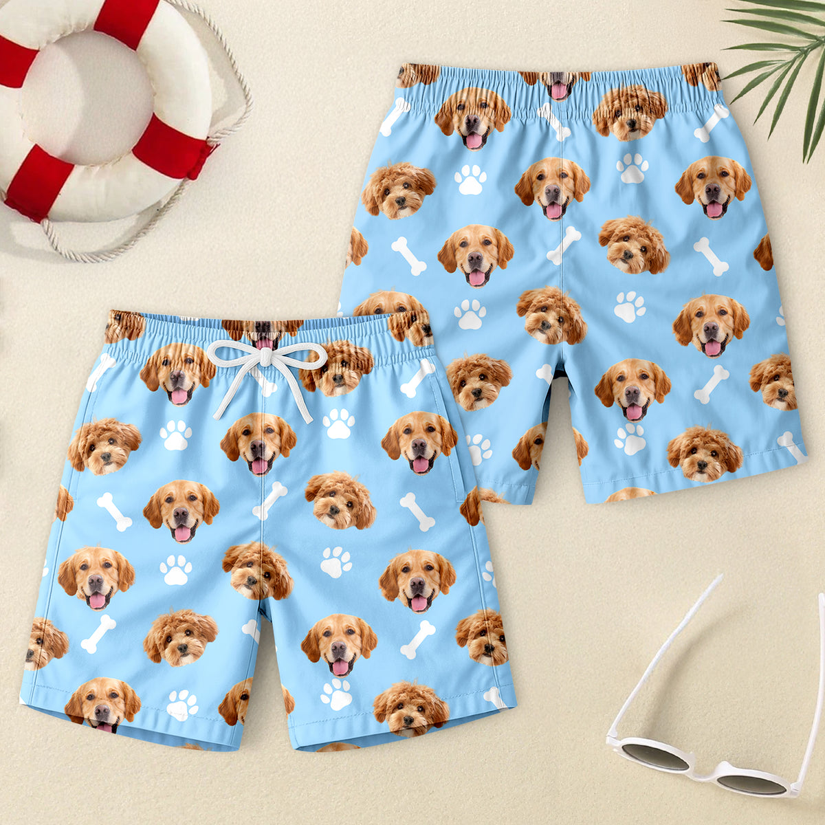 Custom Photo Face Dog With Bone Beach Short For Kid Summer Gift TH10 894101