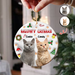 Meowy Catmas Custom Cat Photo 3D Inflated Effect Ceramic Ornament CH07 896366