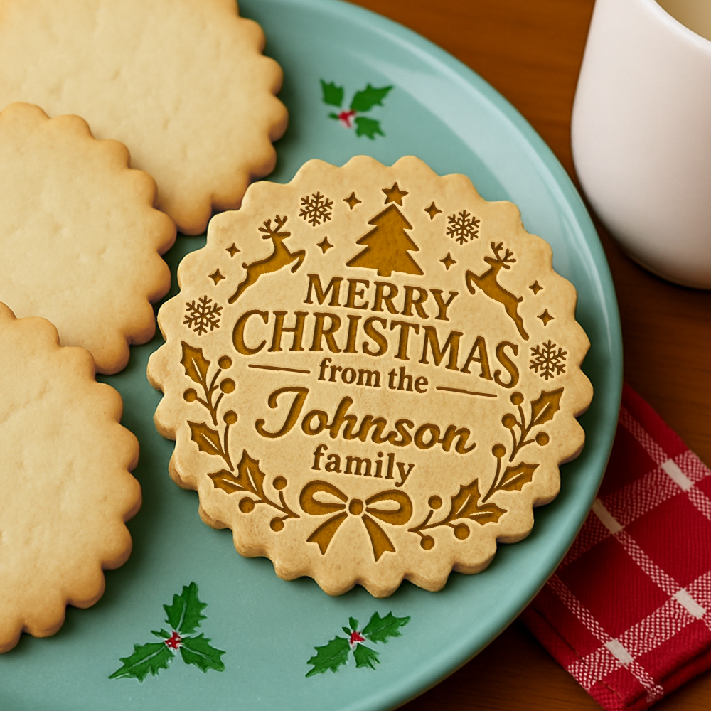 Personalized Merry Christmas Family Cookie Stamp Holiday Baking Gift, Christmas Kitchen Decor CH07 180618