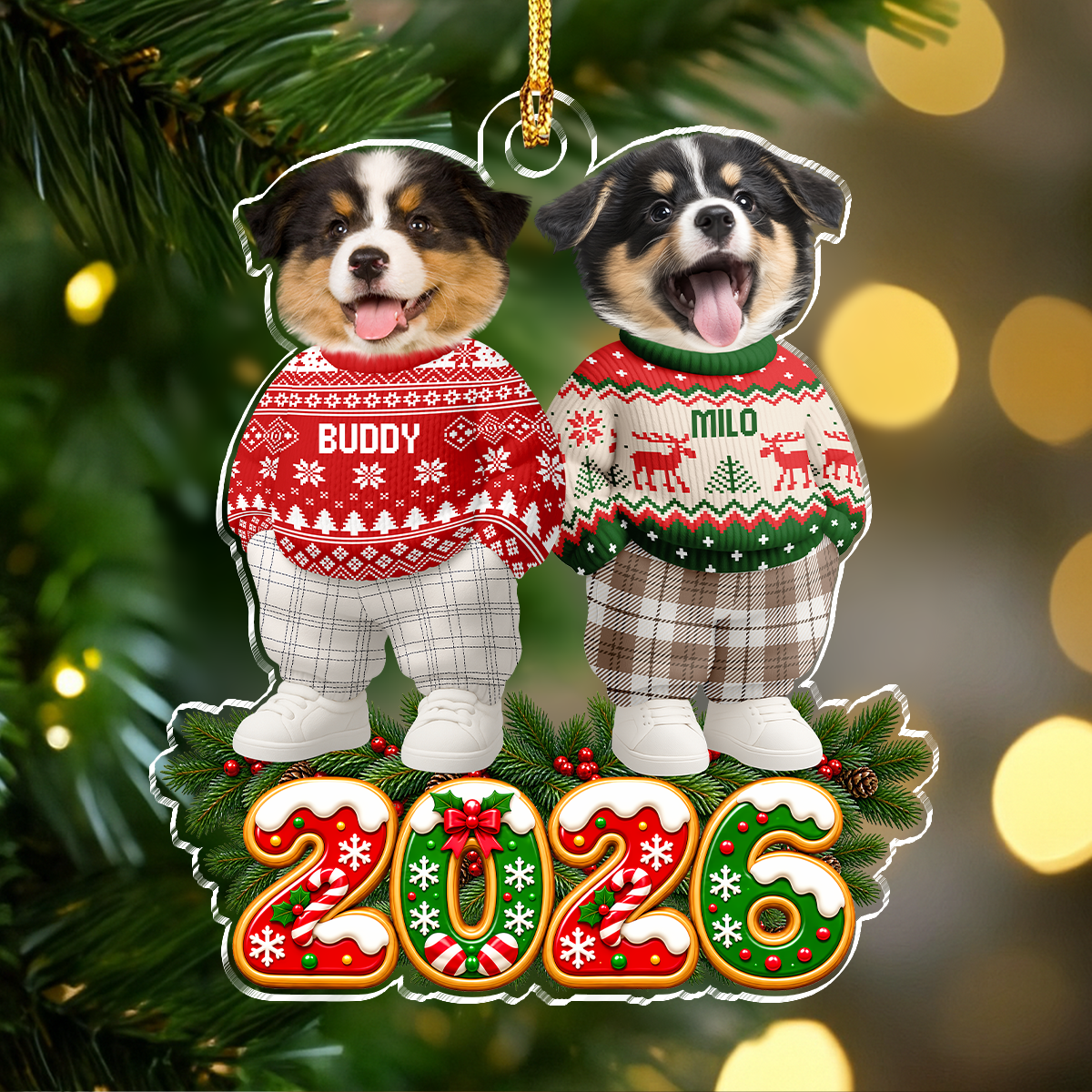 Custom Dog Cat Photo with Xmas Clothes Christmas Acrylic Ornament HO82 904152
