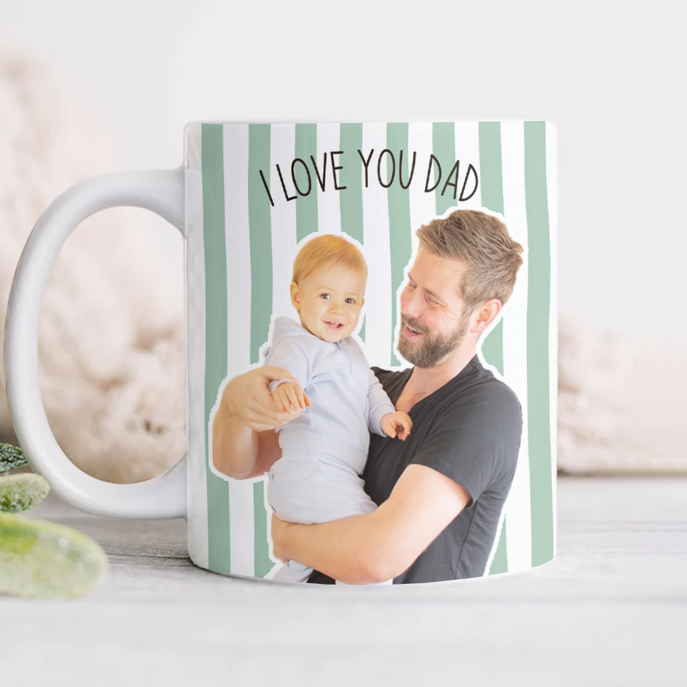 Custom Photo Daddy With Baby Striped Mug for Dad - Father's Day Gift, New Dad Gift LM32 668931