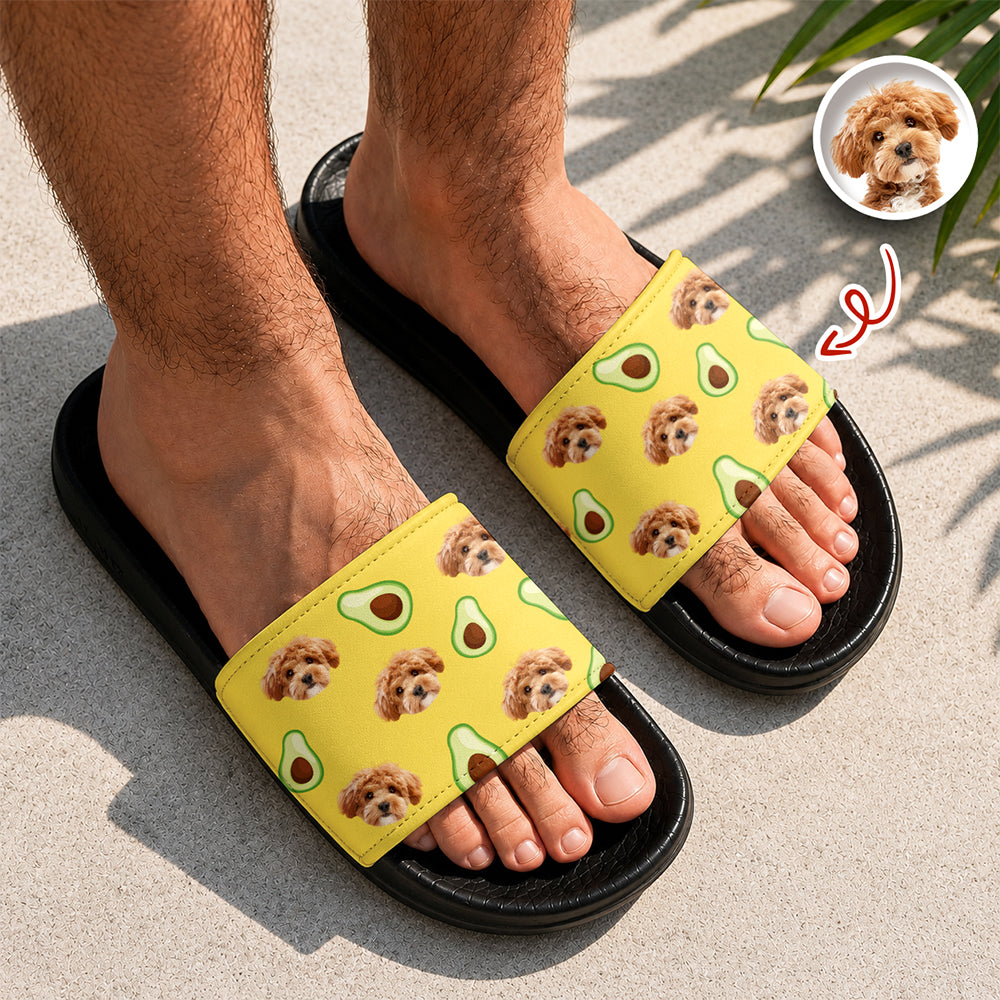 Custom Pet Face Tropical Fruit Slide Sandals Gift For Pet Lovers CH07 911616