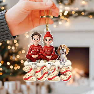 Personalized Family Christmas With Dog Acrylic Ornament HA75 897992