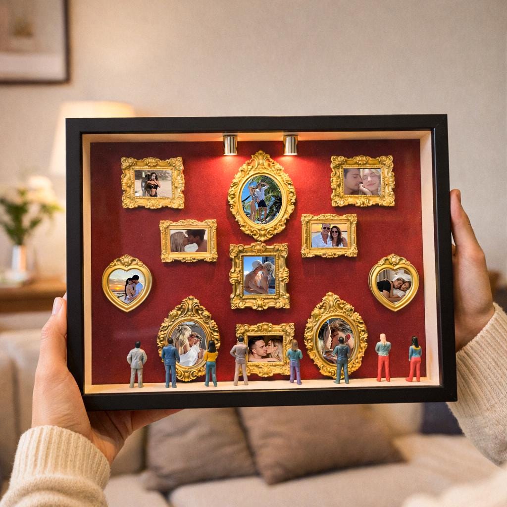 Personalized Couple Photo Mini Museum Silhouette Box with LED Light, DIY 11 Photos Museum Frame Box, Valentine's Day Gift, Couple Gift CH07 910788