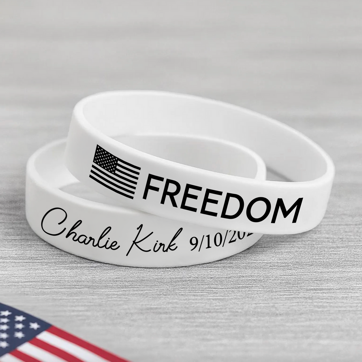 Laser Engraved Silicone Bracelet “FREEDOM”, Charlie Kirk Tribute Wristband LM32 65769