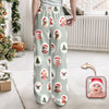 Custom Cute Photo Santa Christmas Green Tree Striped Pattern Sweatpants LM32 897419