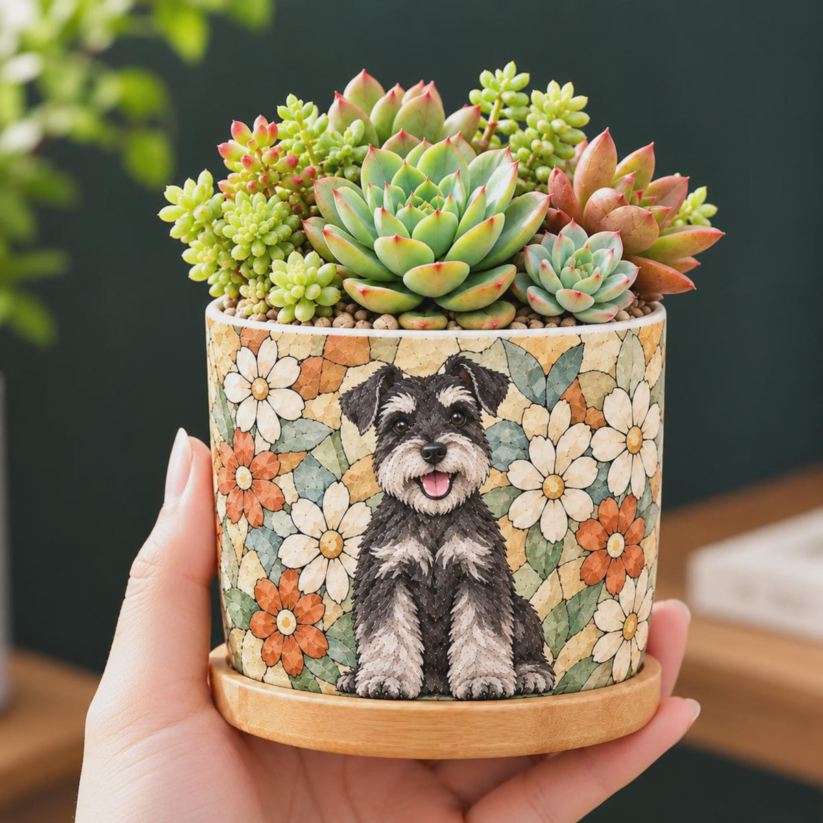 Custom Cute Dog Cat Mosaic Style Photo Plant Pot For Dog, Cat Lovers LM32 670609
