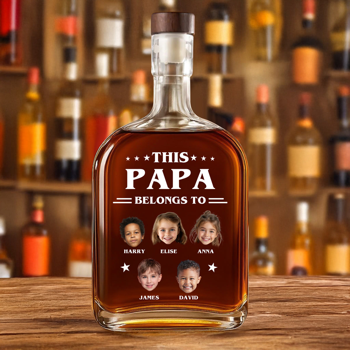 This Papa Is Powered By Love - Family Personalized Custom Whiskey Bottle - Father's Day, Gift For Dad, Grandpa HO82 894076