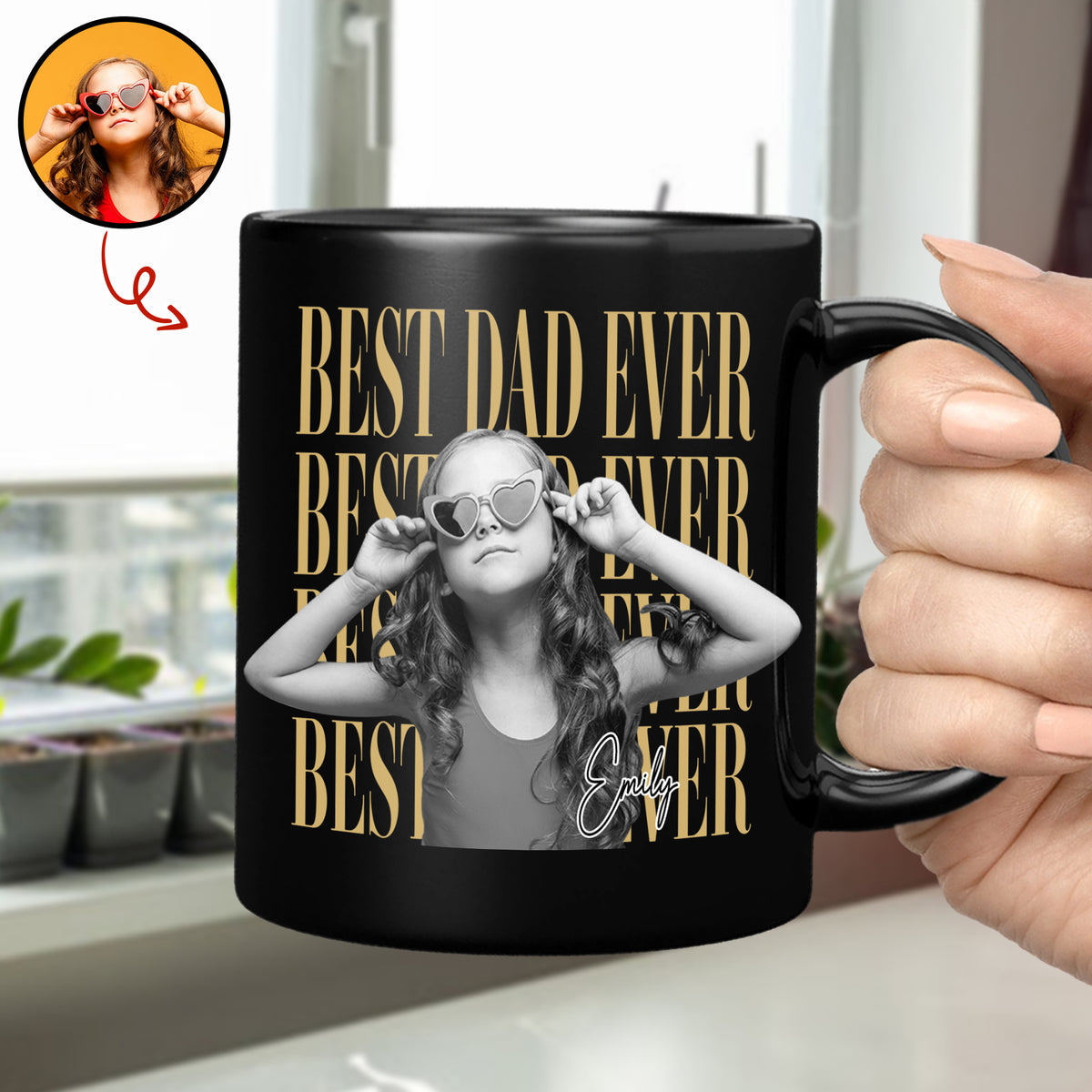 Personalized Vintage Photo Best Dad Mom Ever Black Mug Gift For Father's Day HA75 921432