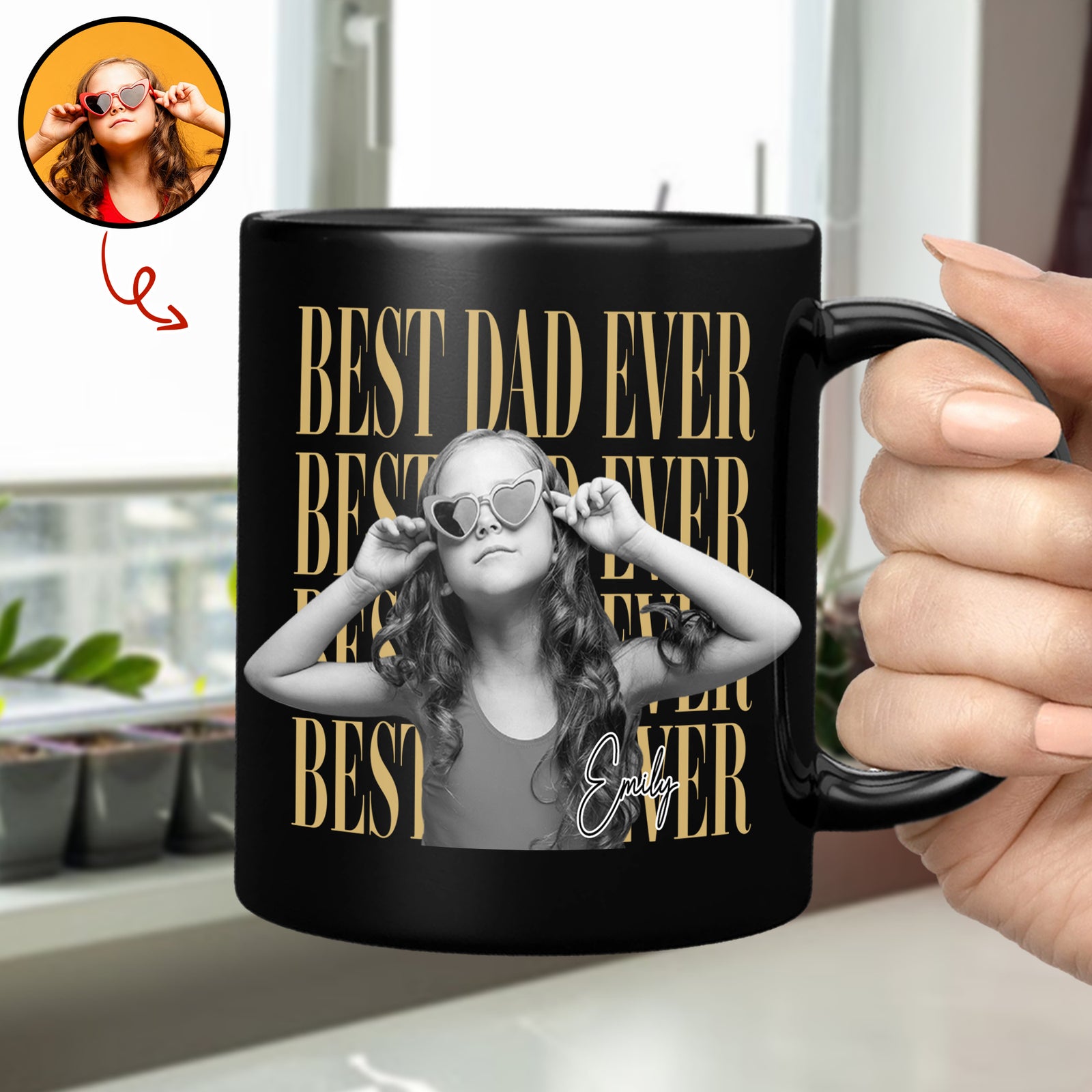 Personalized Vintage Photo Best Dad Mom Ever Black Mug Gift For Father's Day HA75 921432