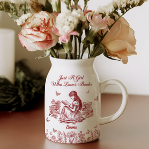 Personalized A Girl Who Loves Books Toile De Jouy Vase LM32 893967