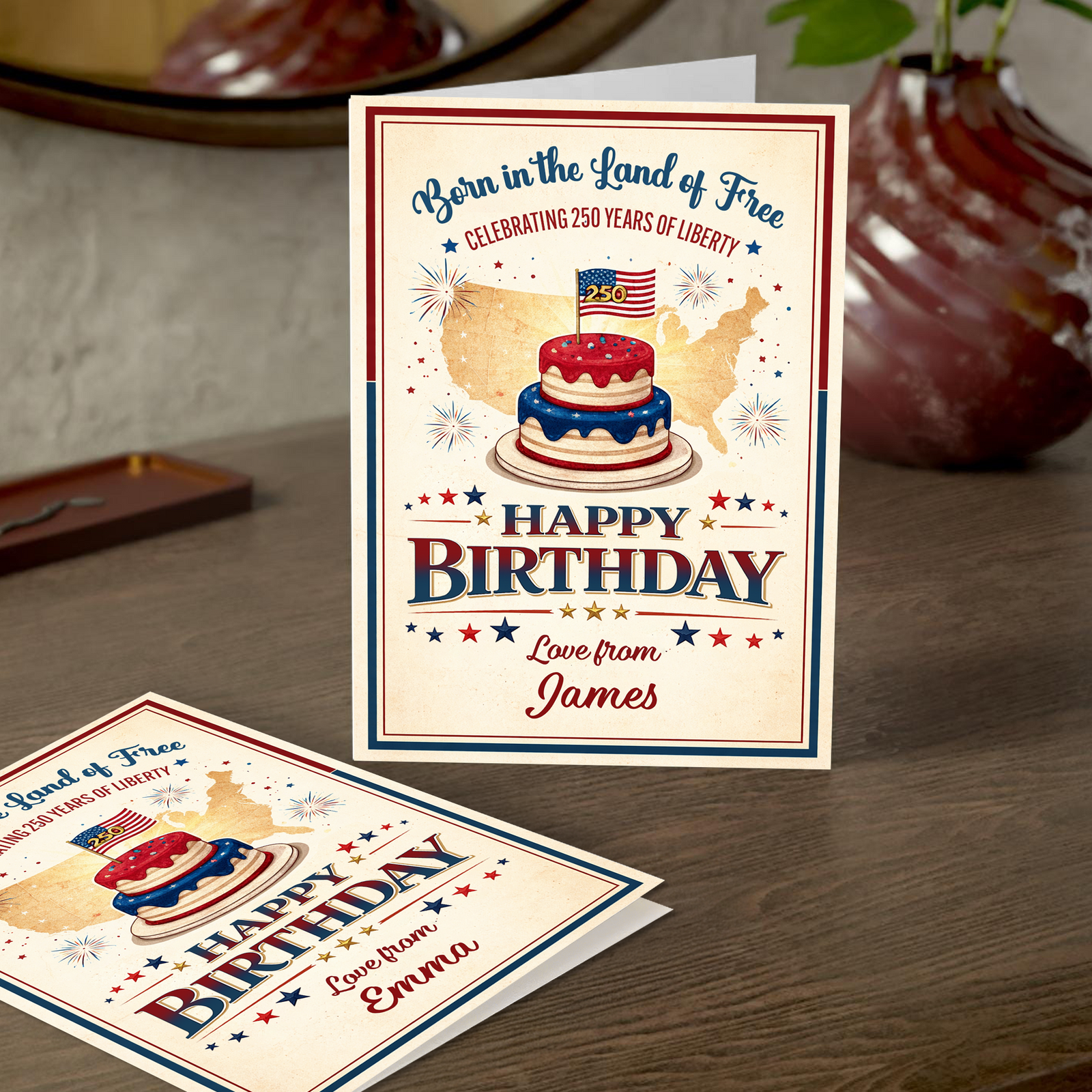 Custom Name Born in the Land of Free - Celebrating 250 Years Of Liberty Birthday Card LM32 897851