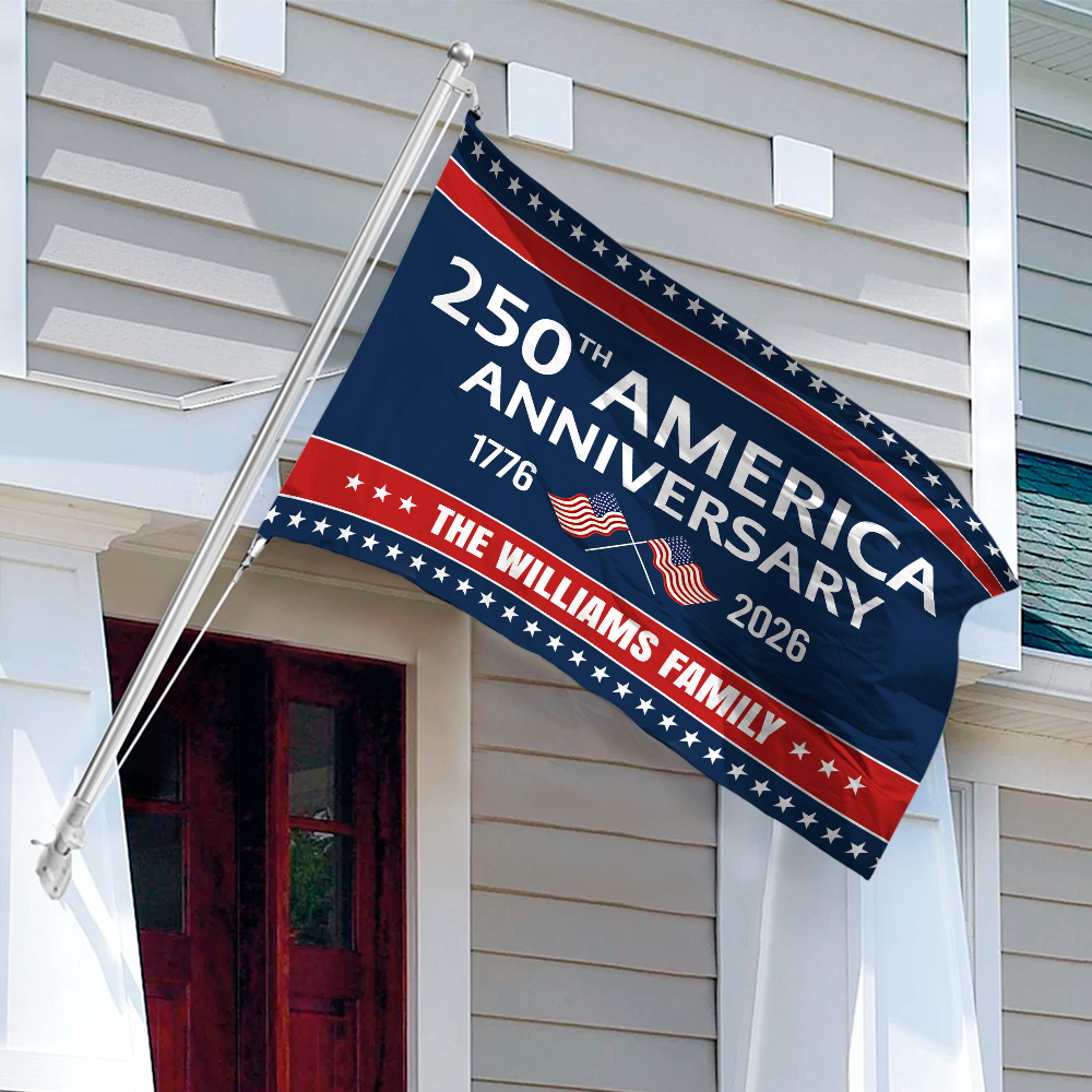 Custom Family Name 250th Anniversary 1776-2026 America Banner House Flag HA75 920342