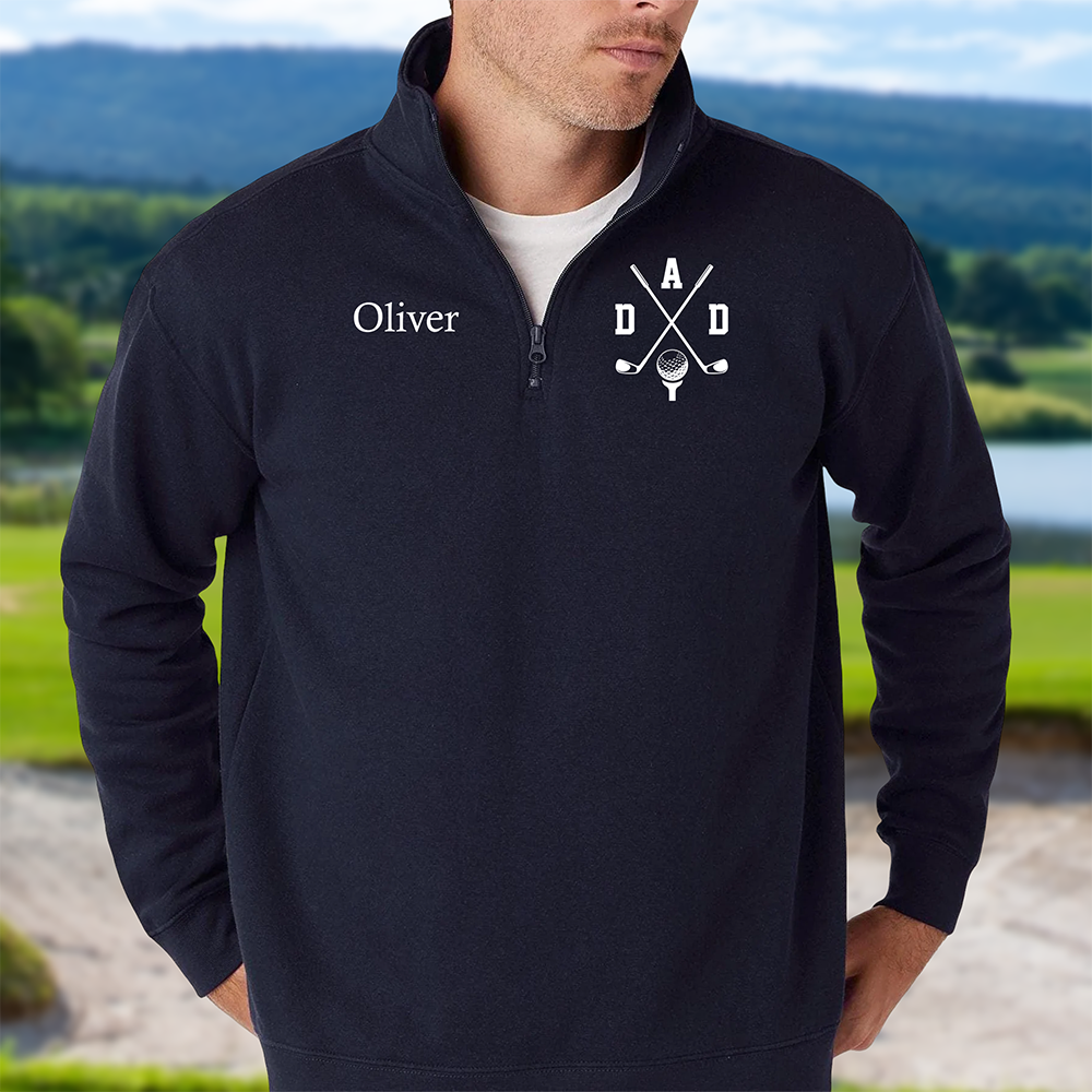 Personalized Golf Dad Printed Quarter Zip, Custom Name Printed Golf Pullover for Dads TH10 898157