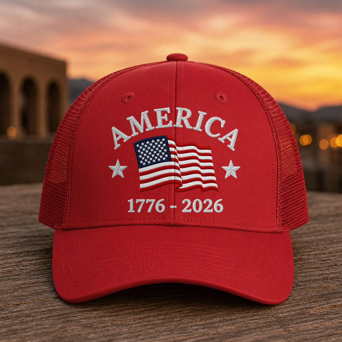 America Flag 1776-2026 250th Anniversary Embroidered Trucker Hat CH07 911926