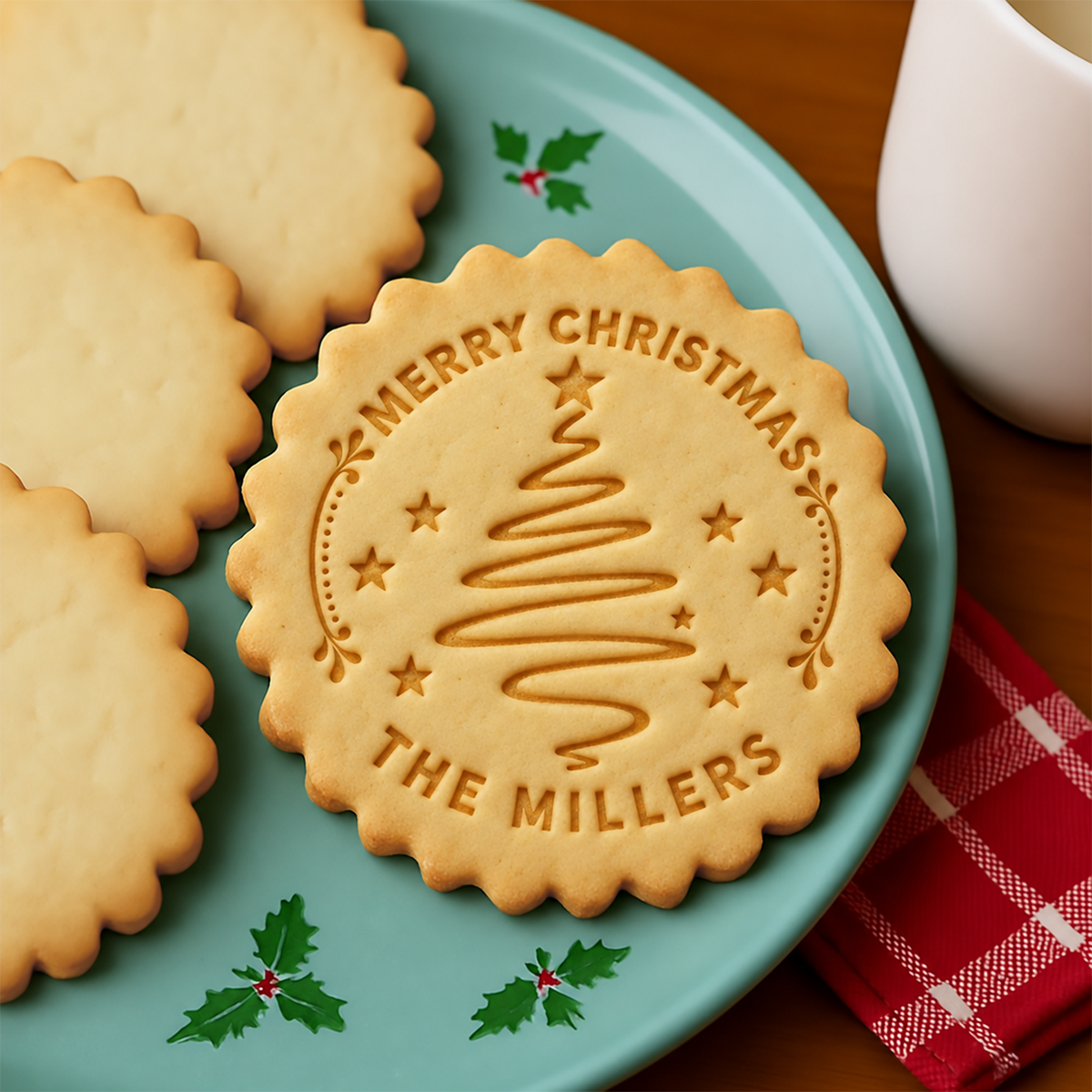 Personalized Family Name Xmas Tree Merry Christmas Cookie Stamp, Holiday Baker Gift HO82 904116