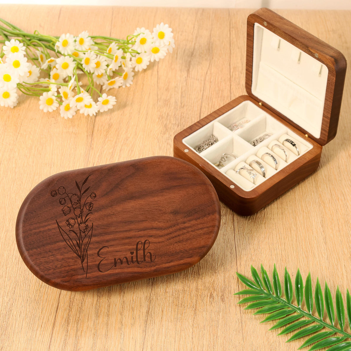 Personalized Engrave Wood Jewelry Box for Women/ Bridal Party Gifts/ Mother's day Gift/ Birthday Anniversary Gift HA75 920590