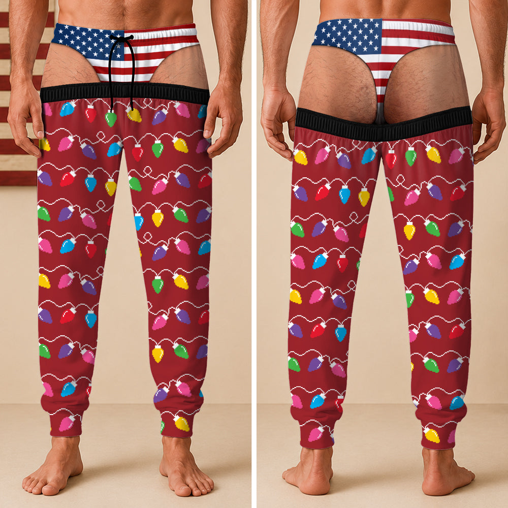 Custom Funny Patriotic Colorful Christmas Lights Sweatpants Family Gift HA75 919296