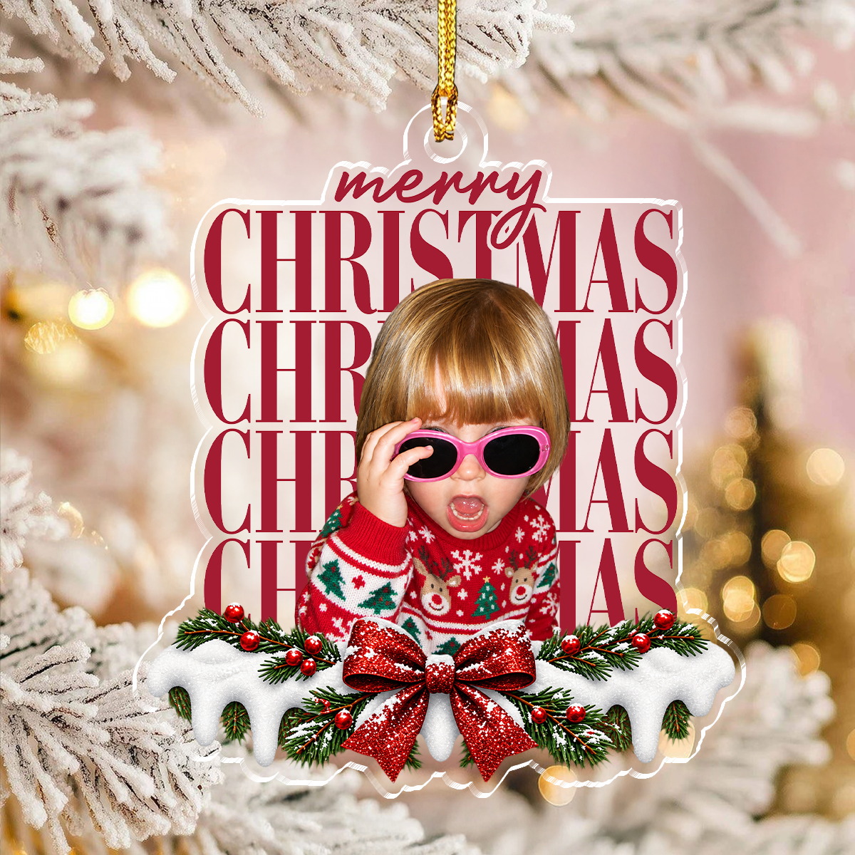 Custom Photo Merry Christmas Acrylic Ornament Unique Holiday Gift for Kids and Family LM32 670295