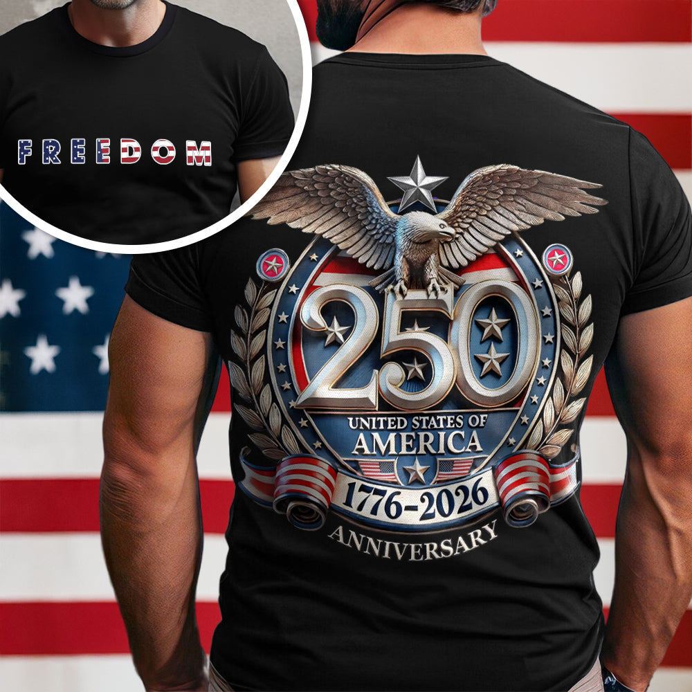 Freedom USA Eagles 250th Anniversary Semiquincentennial Back & Front Dark Shirt LM32 899191