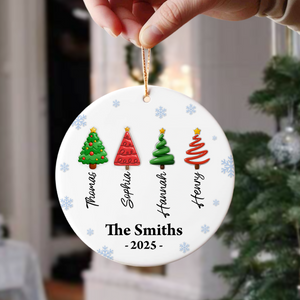 Personalized Family Christmas Tree 3D Inflated - Personalized Circle Ceramic Ornament LM32 895899