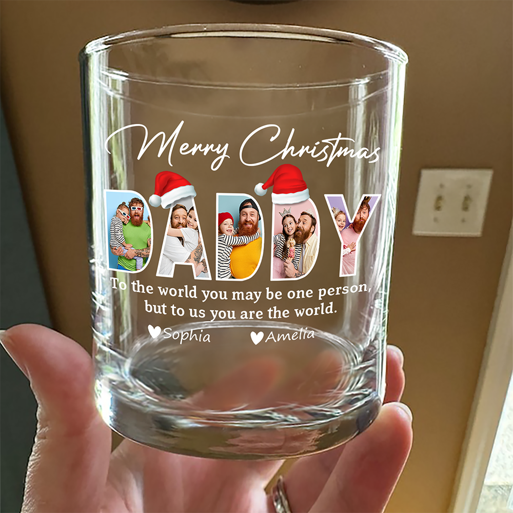 Custom Photo Merry Christmas Dad Family Whiskey Glass Gift For Dad HO82 894340