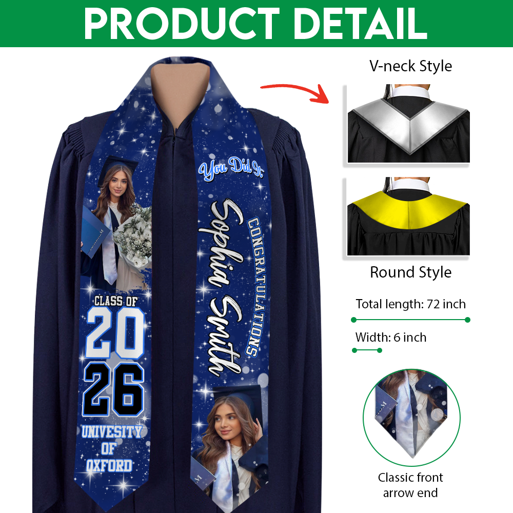 Custom Photo Congratulations Class Of 2026 Graduation Stoles Graduation Gift, Senior Gift TH10 898947