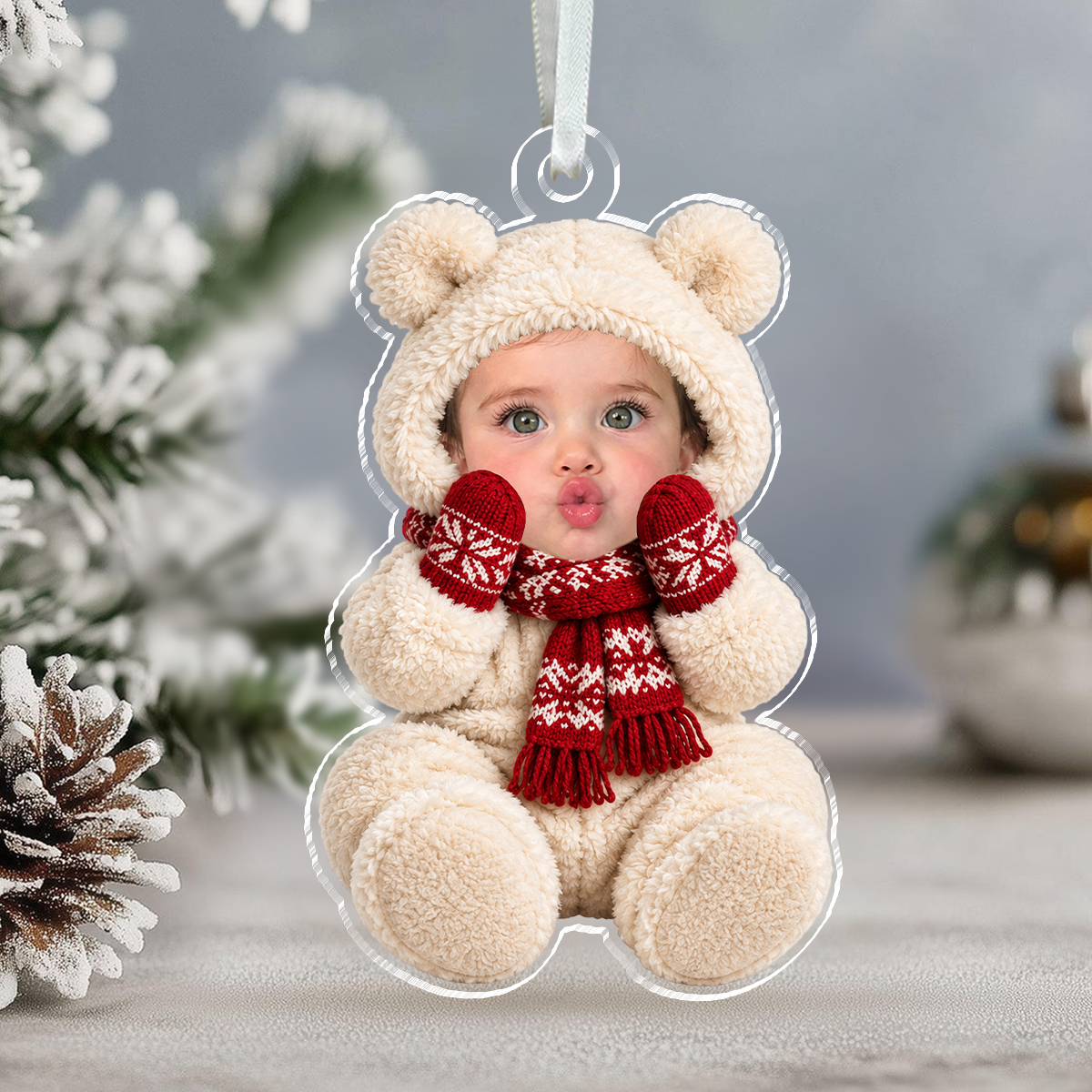 Custom Baby Face Acrylic Ornament Baby’s First Christmas Keepsake, Newborn Holiday Gift CH07 180754