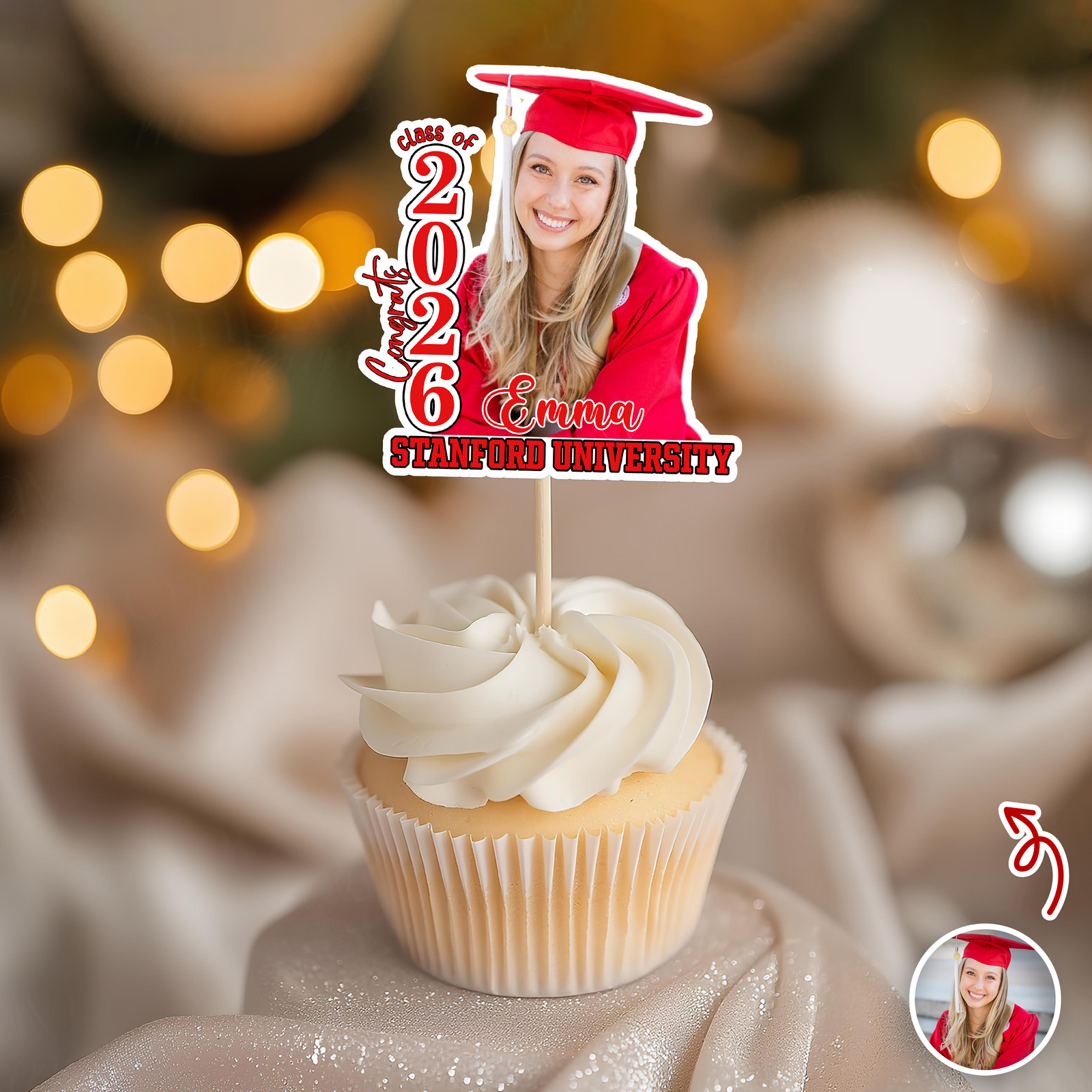 Custom Photo Class Of 2026 Graduation Decoration Cupcake Toppers HA75 920046