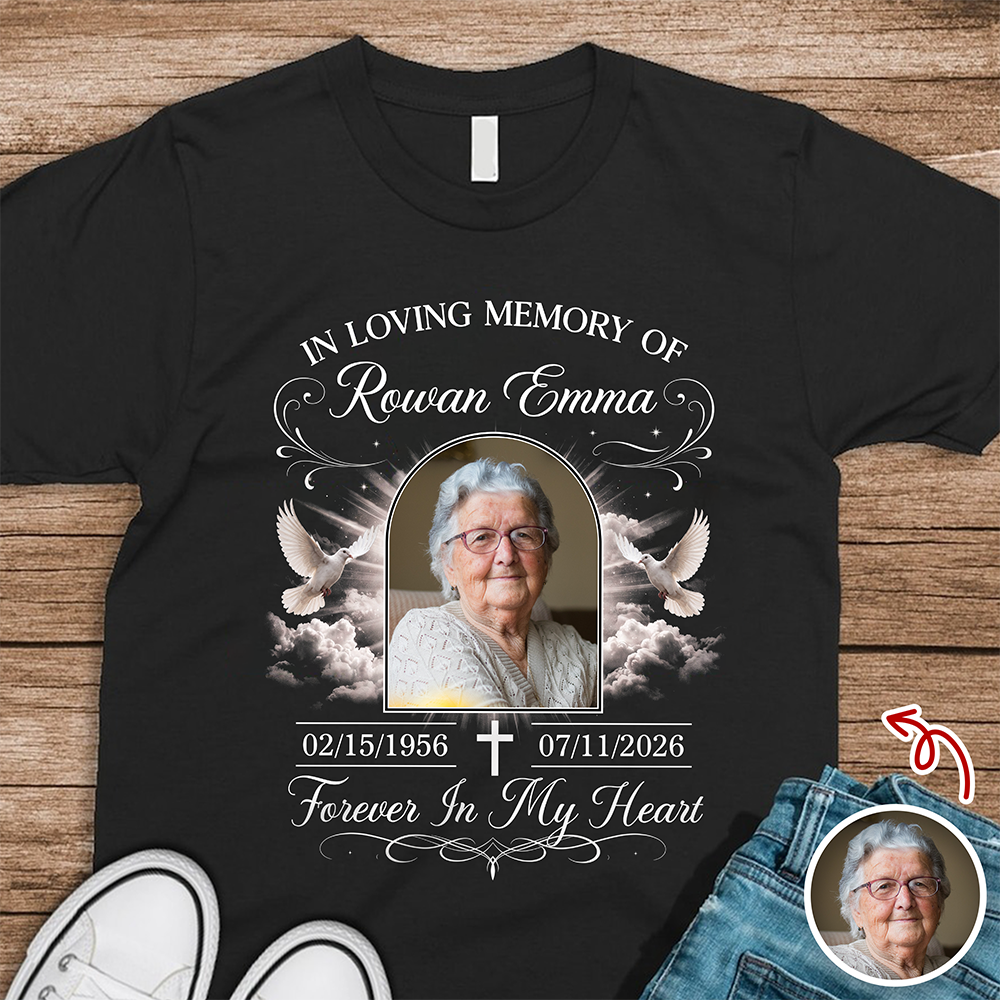 Personalized In Loving Memory Photo Dark Shirt Loss of Loved One Sympathy Gift CH07 180164