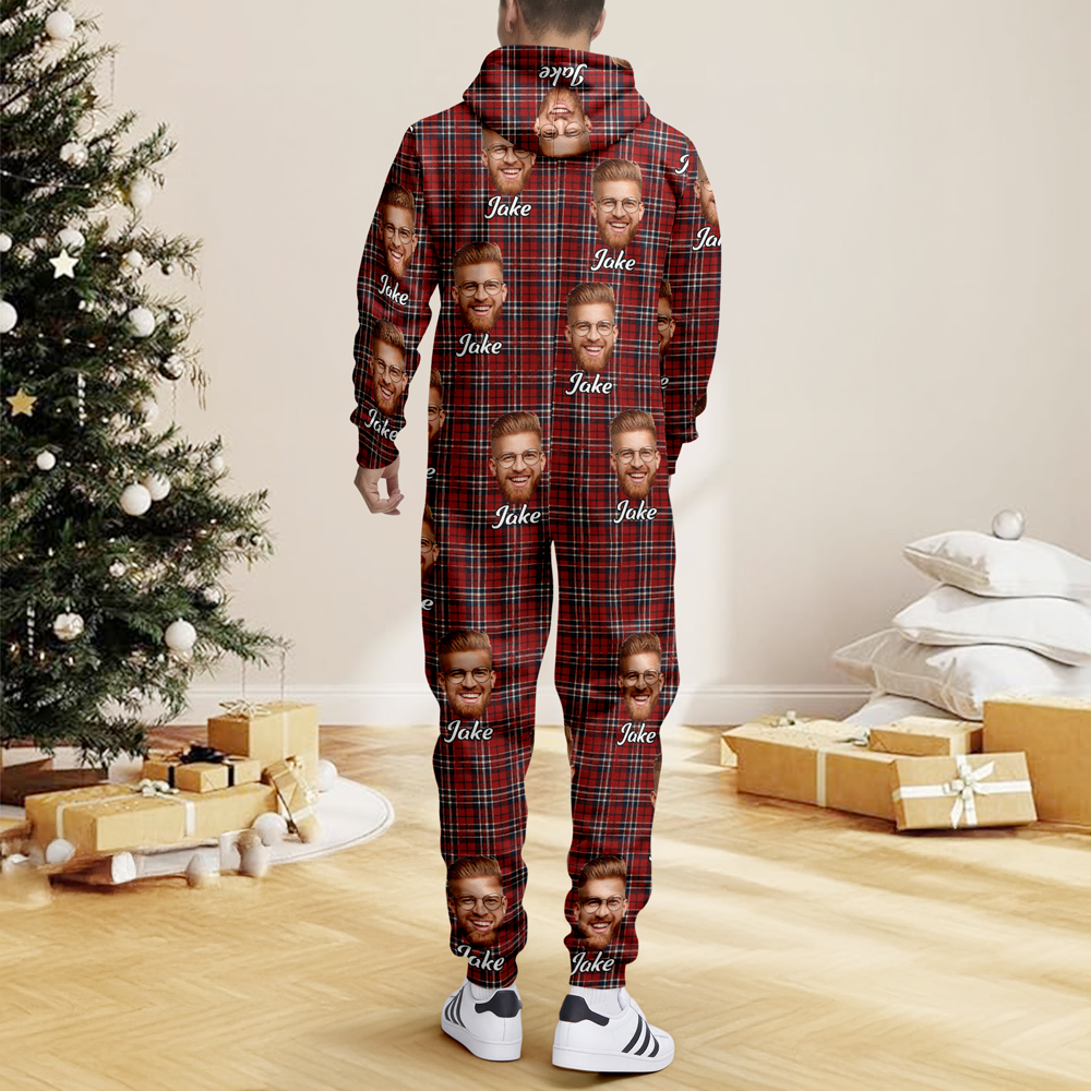 Custom Face & Name Christmas Onesie Pajamas Christmas Gift TH10 171179