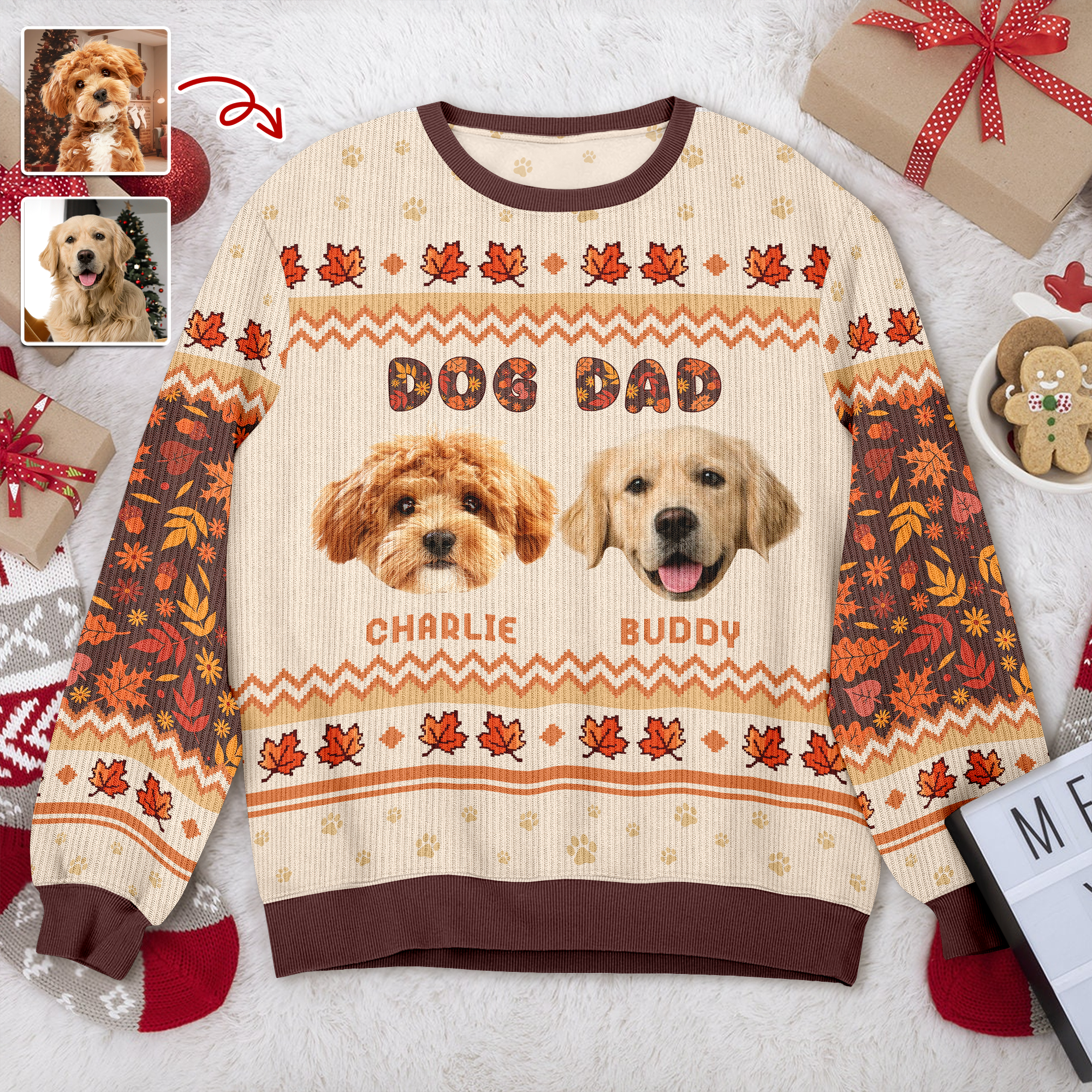 Custom Photo Dog Dad, Dog Mom Ugly Sweater HA75 897076
