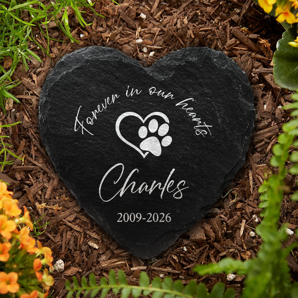 Custom Name Dog & Cat Memorial Grave Marker Heart Shaped Stone HO82 902432