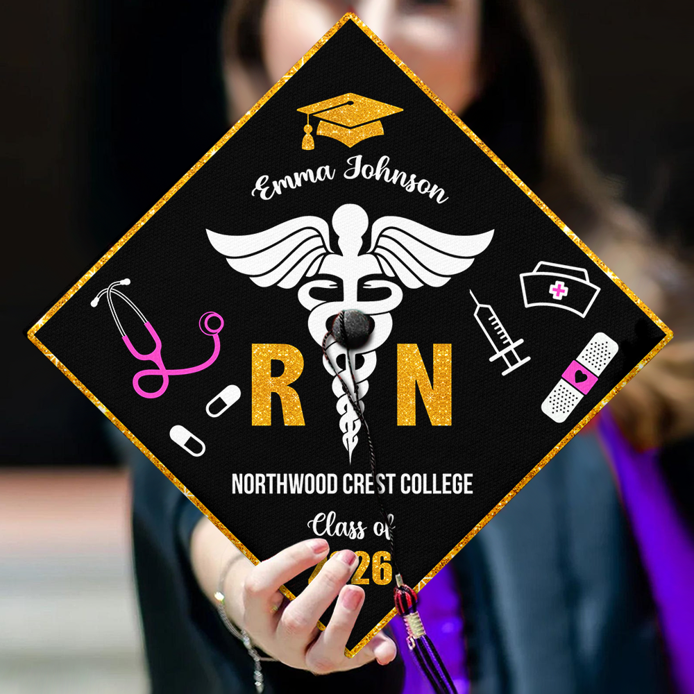 Personalized Nurse Class of 2026 RN Grad Graduation Cap Topper CH07 910892
