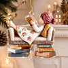 Custom Name Just A Girl Who Loves Books Acrylic Ornament, Bookworm Holiday Keepsake LM32 670021