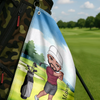 Personalised Soft Quick Dry Cartoon Character Golf Waffle Towel with Carabiner Golf Accessories Birthday Gift for Golf Player HO82 900916