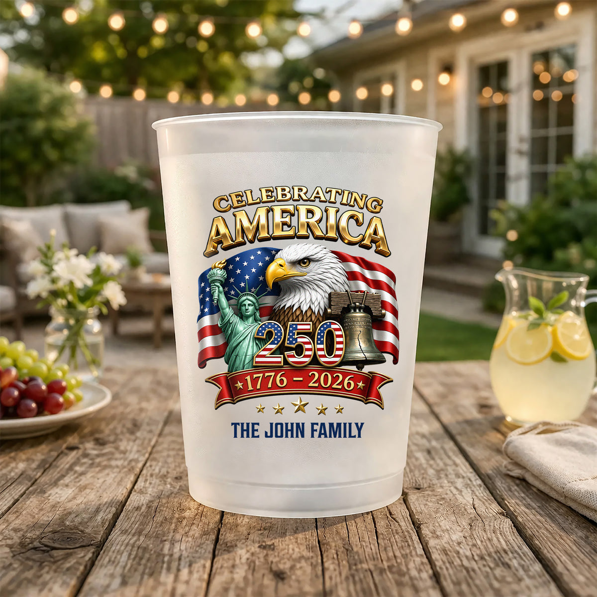Custom Family Name Celebrating US 250 1776-2026 Patriotic Cups For Party HO82 902250