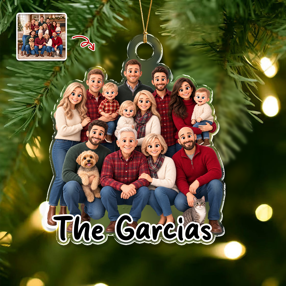 Custom Family Photo And Name Acrylic Ornament For Christmas Tree TH10 171229
