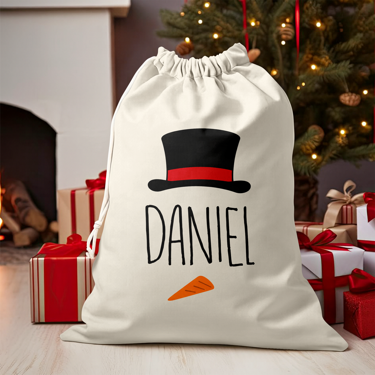 Personalized Character Christmas Sack, Custom Holiday Gift Bag LM32 670483