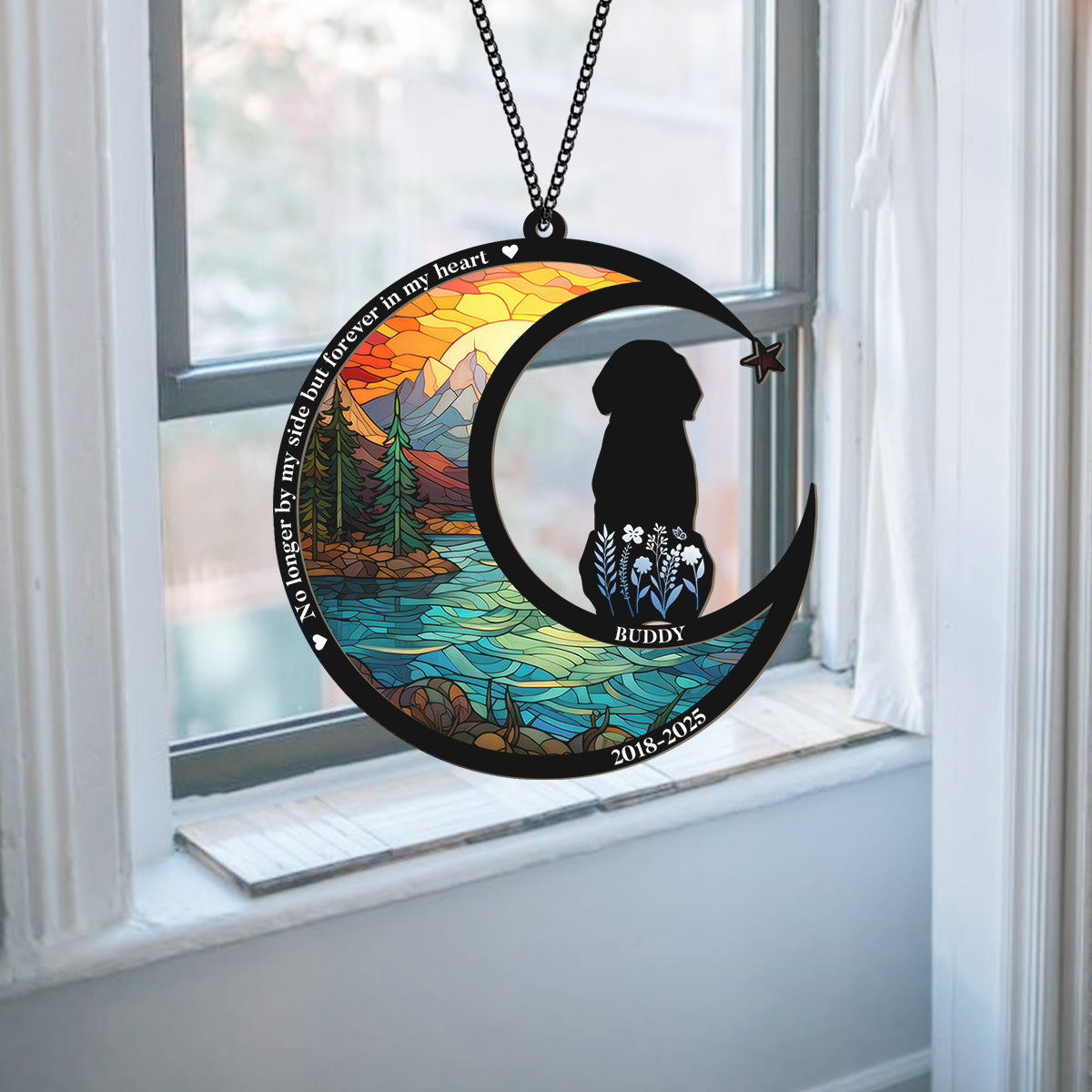 No Longer By My Side But Forever in My Heart Personalized Dog Memorial Suncatcher Gift For Dog Lovers CH07 896216
