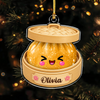 Personalized Glitter Dumpling Bamboo Steamer Acrylic Ornament, Food Lover Holiday Keepsake HO82 903732